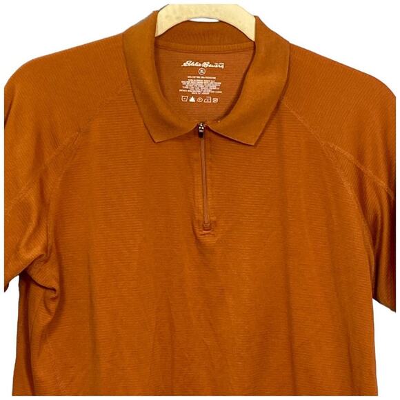 Eddie Bauer Zip Polo Shirt Size XL Orange Short Sleeve Pullover Streetwear - Picture 5 of 11